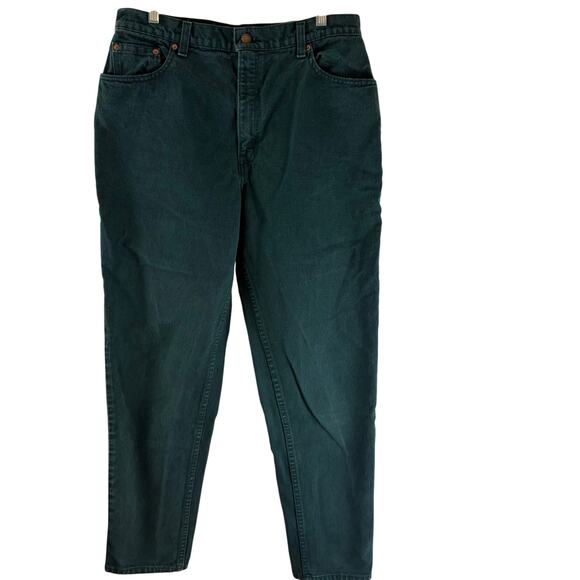 Levi's 551 Relaxed Fit Tapered Leg Vintage 90s Green Denim Jeans 14  32 x 29 USA - Picture 2 of 6